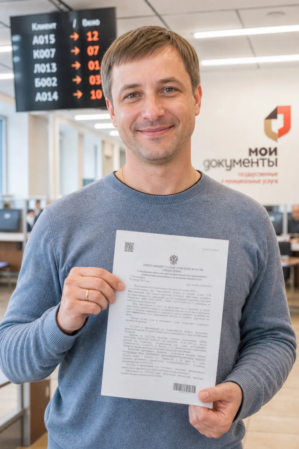 Клиент с определением суда о списании долгов